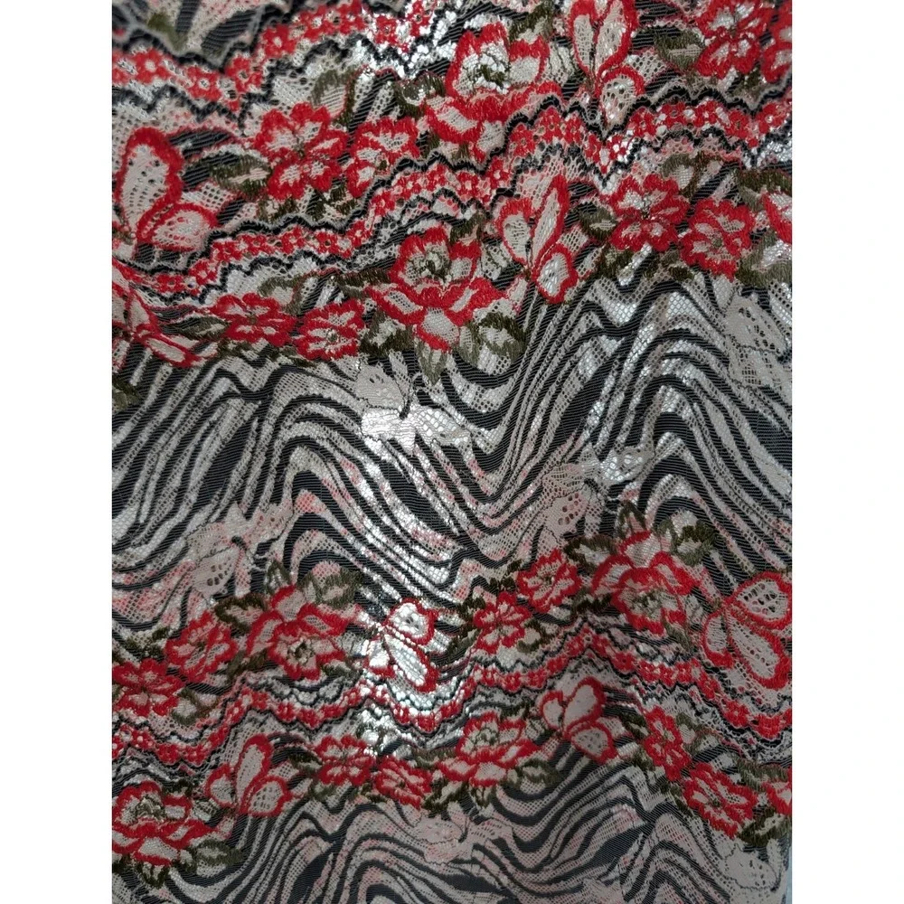 Josie Natori Floral Zebra Sheer Slip Dress Mini Stretch Size‎ S Festival Party